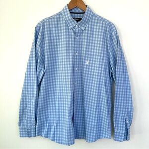 Johnnie-O Silver Lake Blue Check Gingham Long Sleeve Button Down Shirt L Large